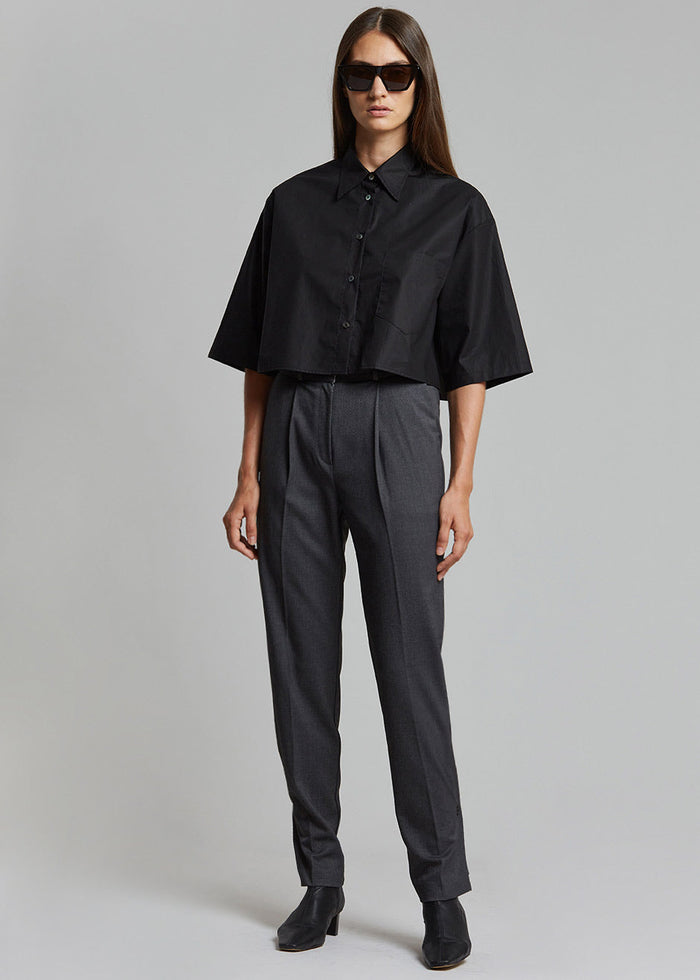 Odem Cropped Shirt - Black Shirt The Frankie Shop
