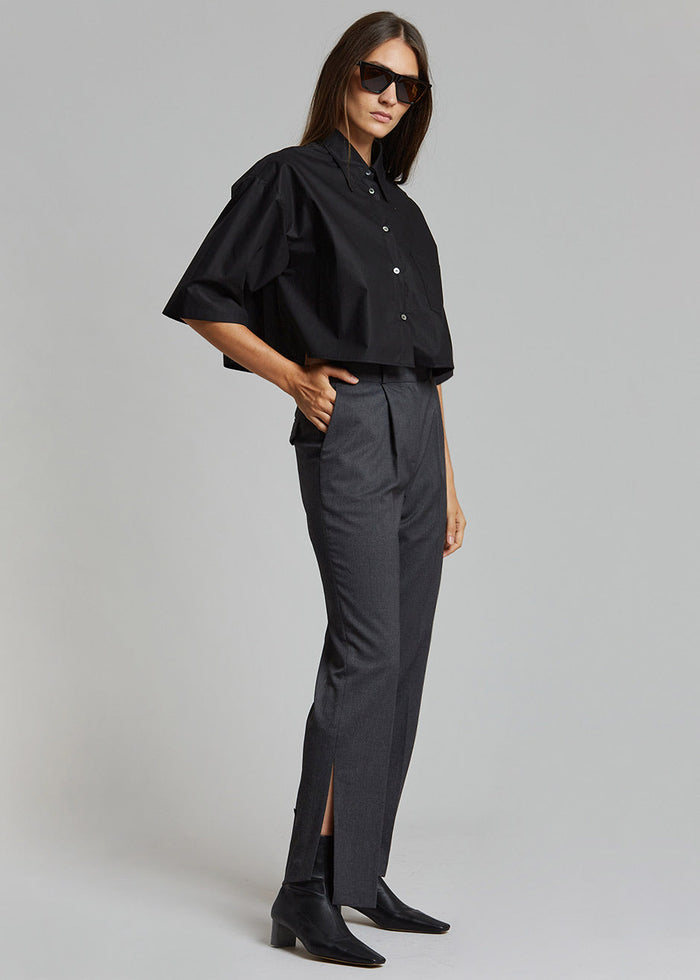 Odem Cropped Shirt - Black Shirt The Frankie Shop