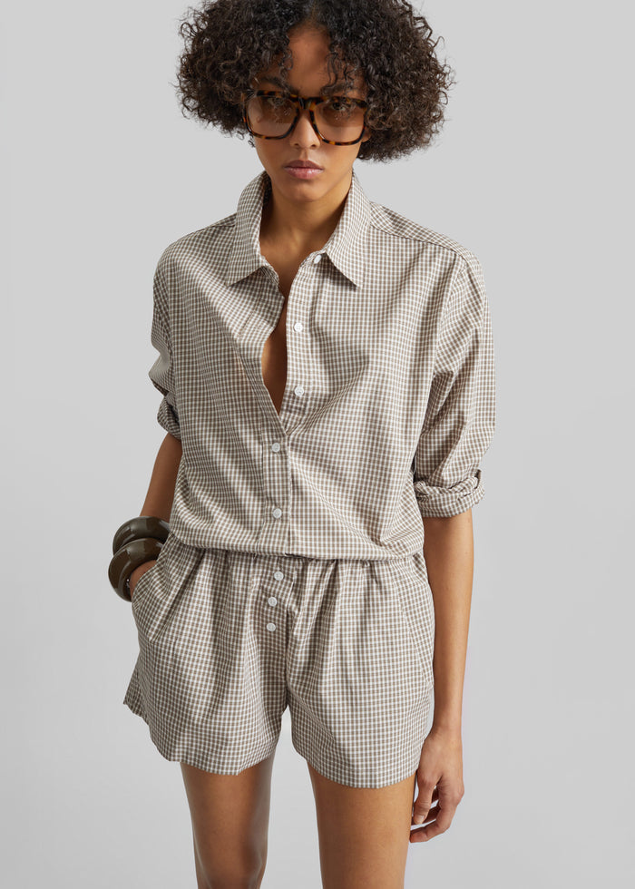 Odemira Mini Boxer Shorts - Beige Plaid
