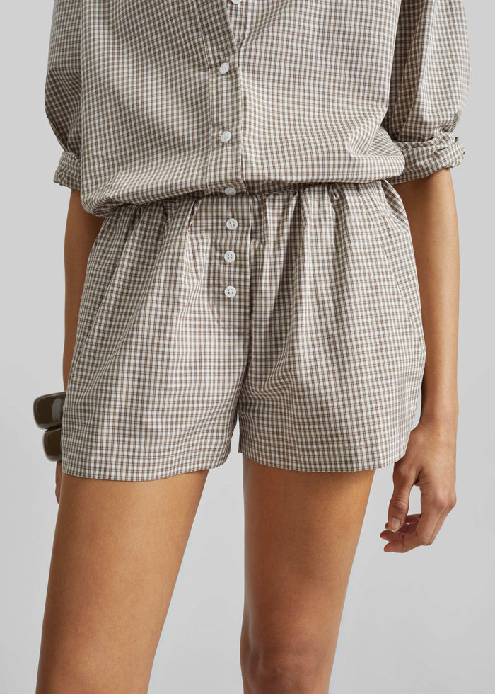 Odemira Mini Boxer Shorts - Beige Plaid