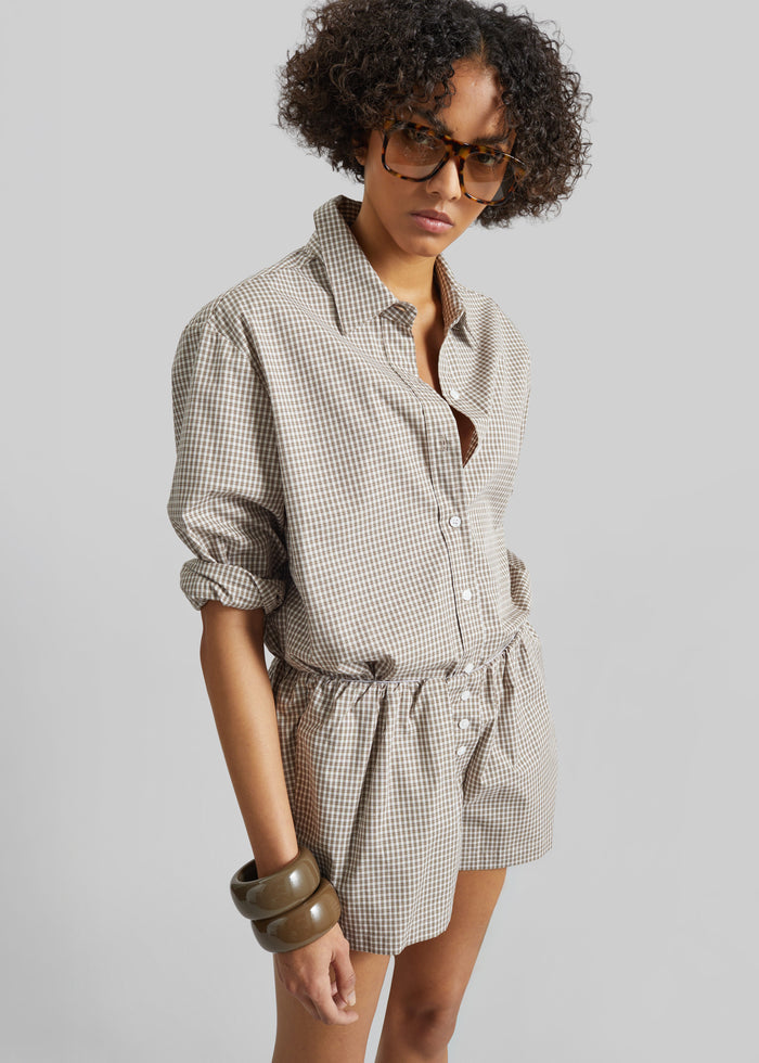 Odemira Mini Boxer Shorts - Beige Plaid