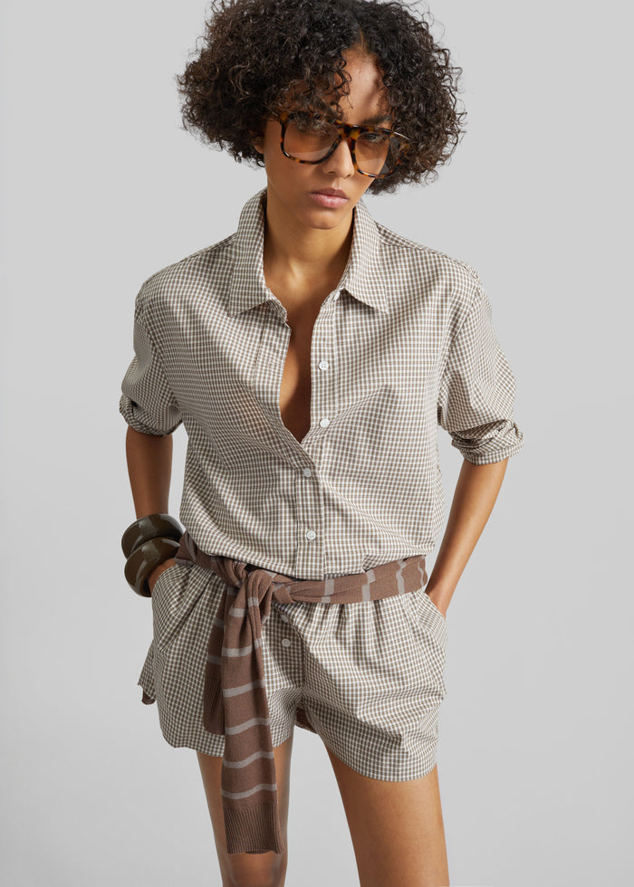 Odemira Mini Boxer Shorts - Beige Plaid
