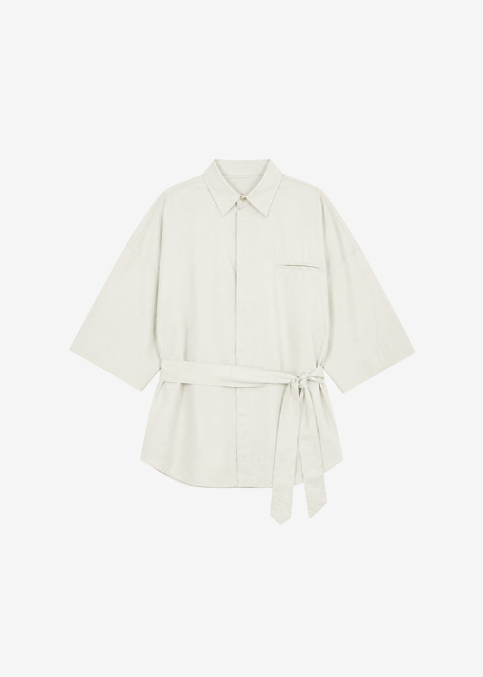 Odesa Belted Shirt - Light Beige