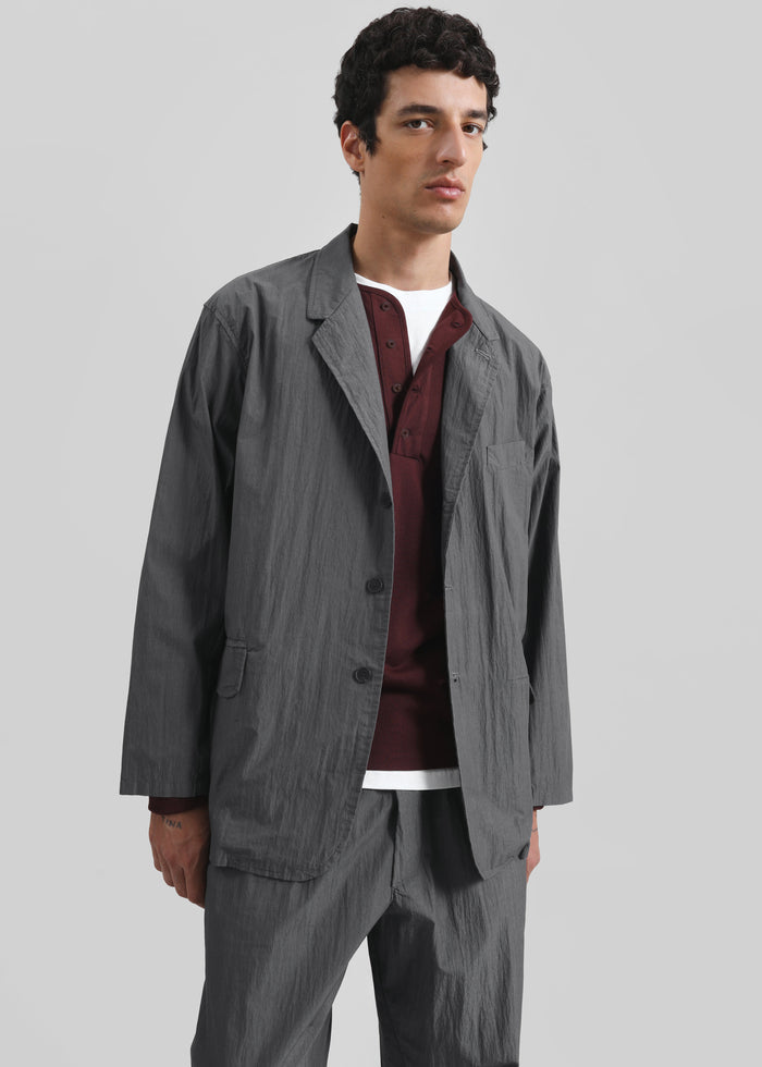 Ohio Crinkled Poplin Blazer - Slate Grey