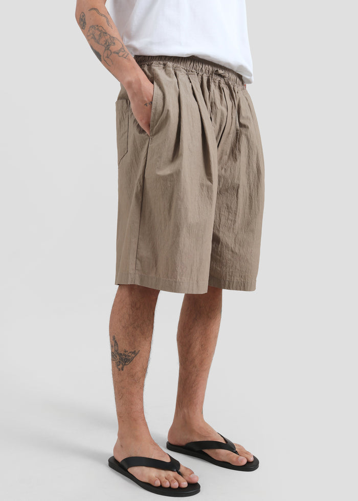Ohio Crinkled Poplin Shorts - Taupe