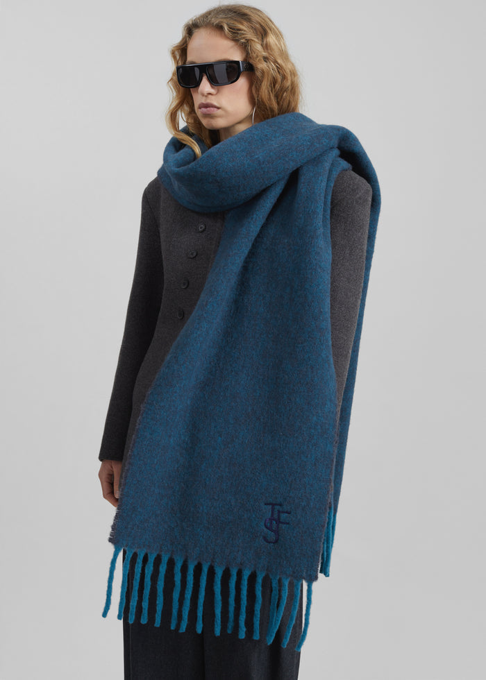 Olari Alpaca Blend Scarf - Navy Melange