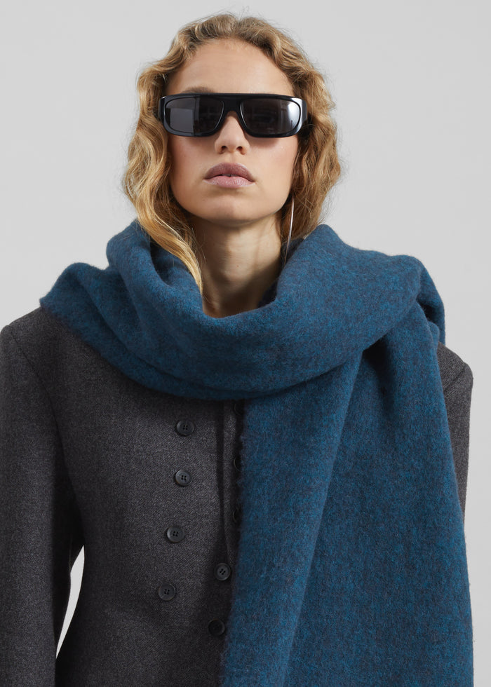 Olari Alpaca Blend Scarf - Navy Melange
