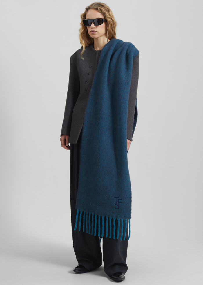 Olari Alpaca Blend Scarf - Navy Melange