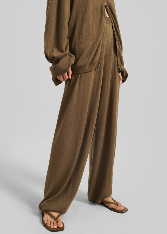 Olia Knit Joggers - Dark Camel
