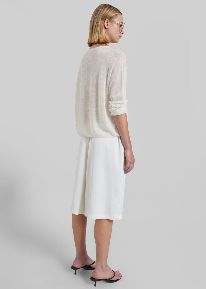 Olyne Satin Wide Bermuda Shorts - Ivory