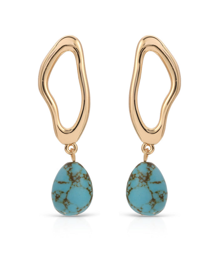 Open Circle Turquoise Dangle Earrings