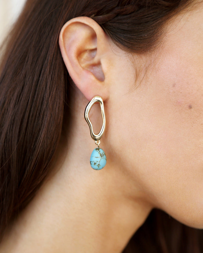 Open Circle Turquoise Dangle Earrings