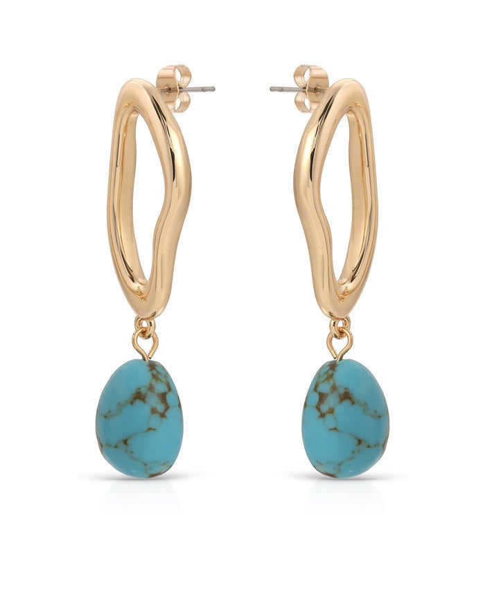 Open Circle Turquoise Dangle Earrings