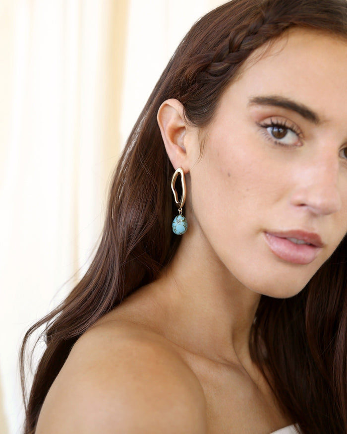 Open Circle Turquoise Dangle Earrings