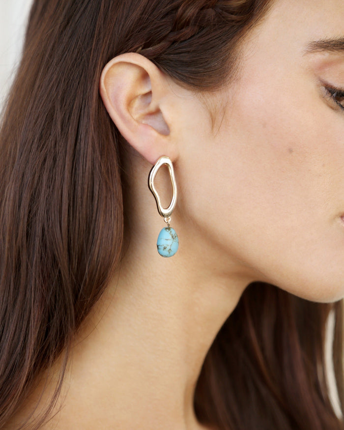 Open Circle Turquoise Dangle Earrings