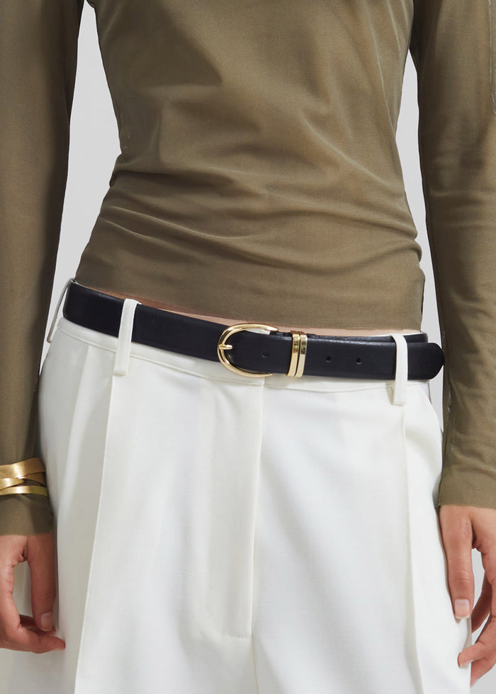 Ora Leather Belt - Black/Gold