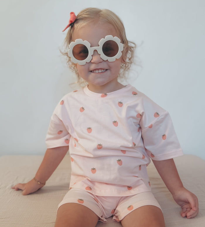 Organic Cotton Strawberry Print Shorts Set