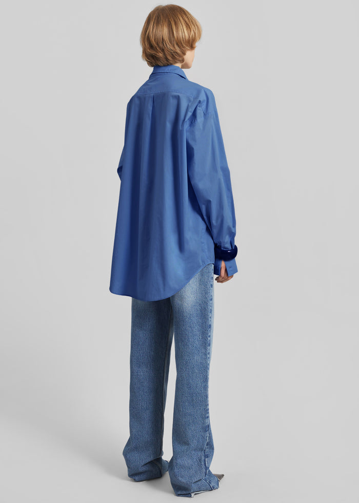Ornella Side Button-Up Shirt - Cobalt