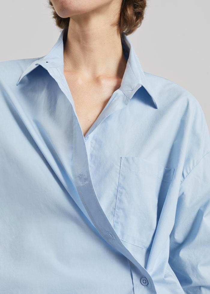 Ornella Side Button-Up Shirt - Light Blue