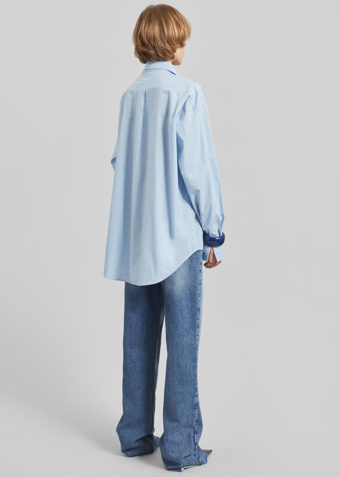 Ornella Side Button-Up Shirt - Light Blue