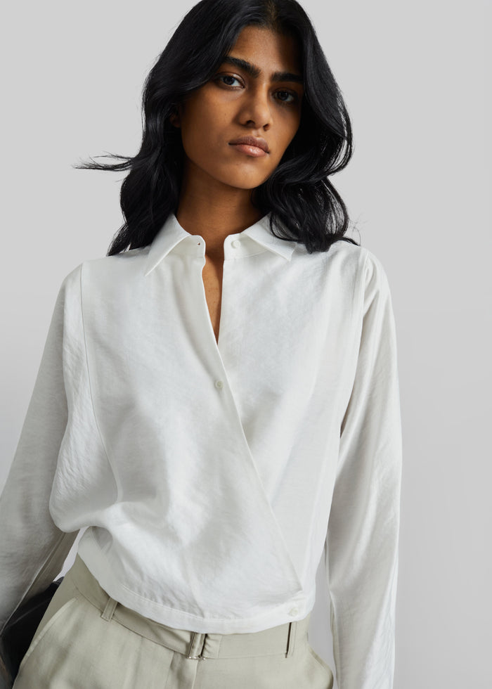 Orsel Cropped Crossover Shirt - White
