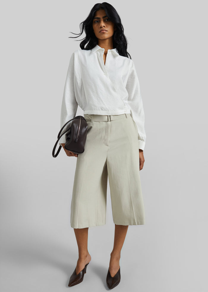 Orsel Cropped Crossover Shirt - White
