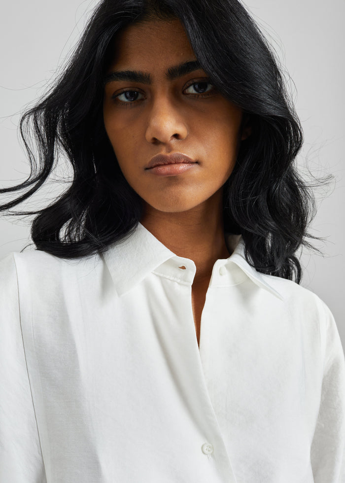 Orsel Cropped Crossover Shirt - White