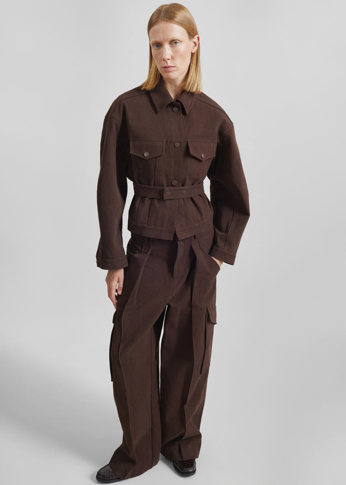 Oslo Cotton Cinched Jacket - Brown