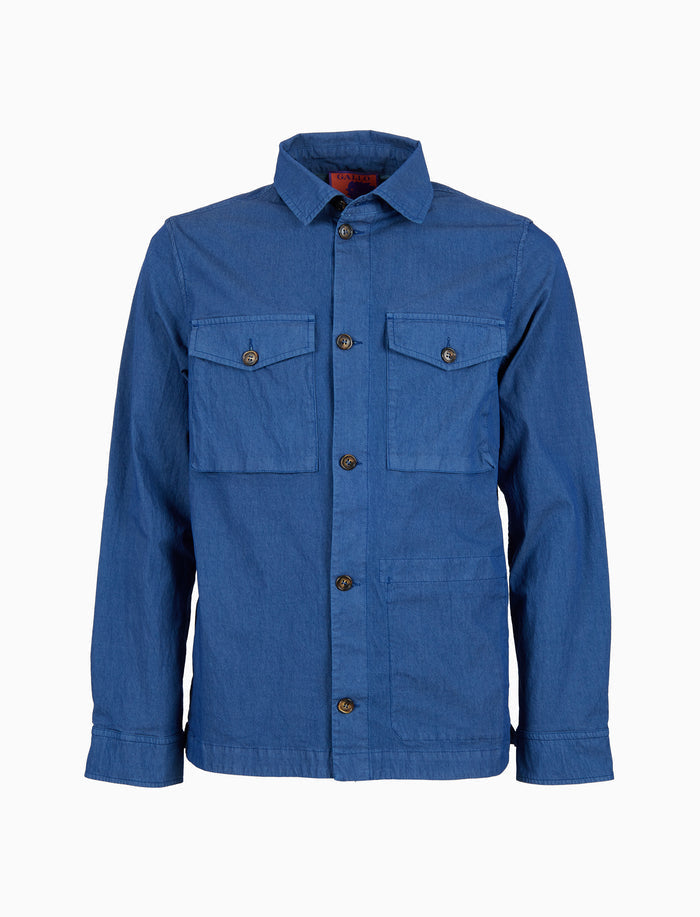 Overshirt unisex cotone tinto capo tinta unita blu - Gallo 1927 - Official Online Shop
