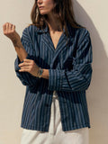 Gray palmer blue striped button up