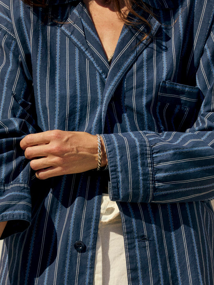Dark Slate Gray palmer blue striped button up
