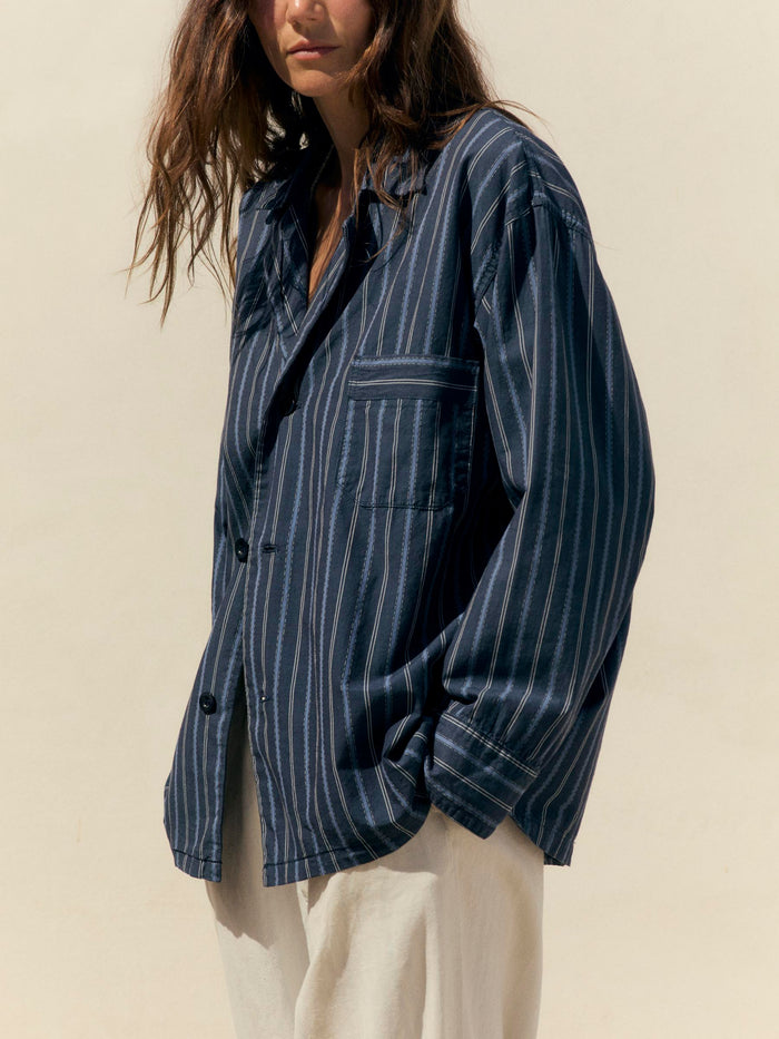 Light Gray palmer blue striped button up