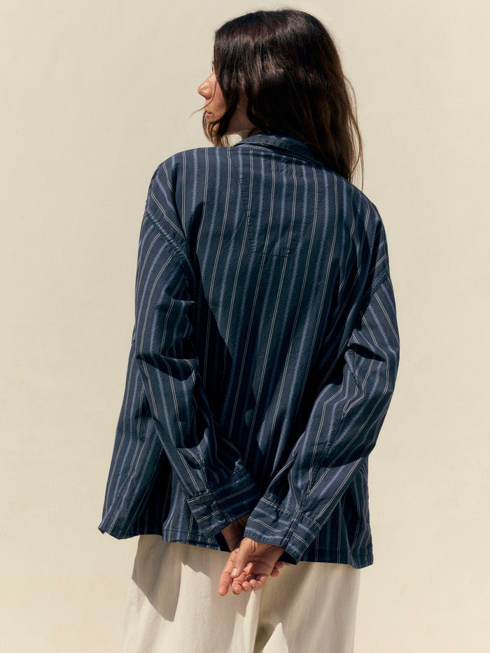 Black palmer blue striped button up