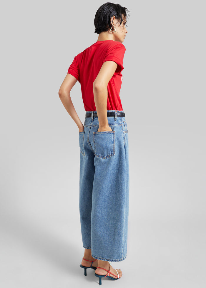 Palmi Cropped Barrel Leg Jeans - Medium Wash
