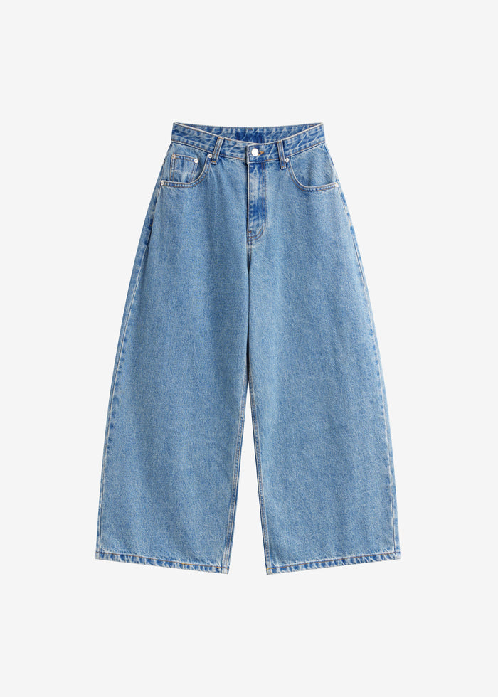 Palmi Cropped Barrel Leg Jeans - Medium Wash