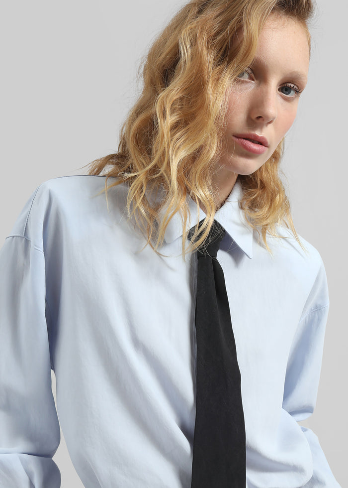 Patti Neck Tie Shirt - Sky Blue