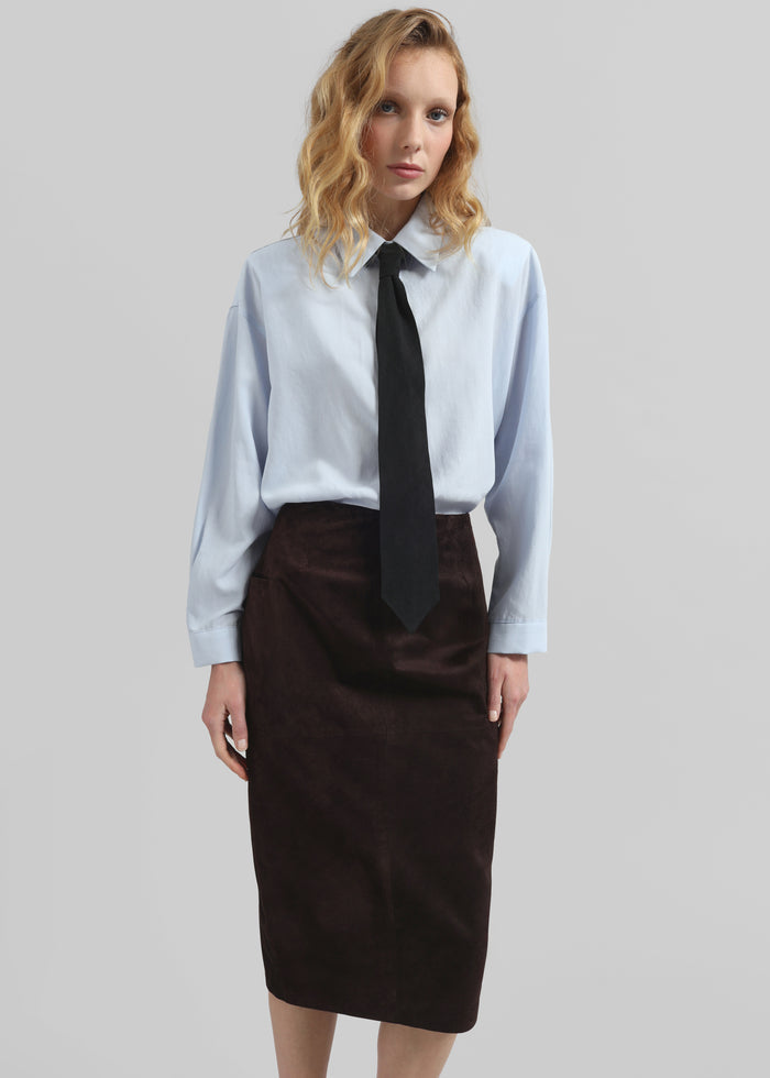 Patti Neck Tie Shirt - Sky Blue