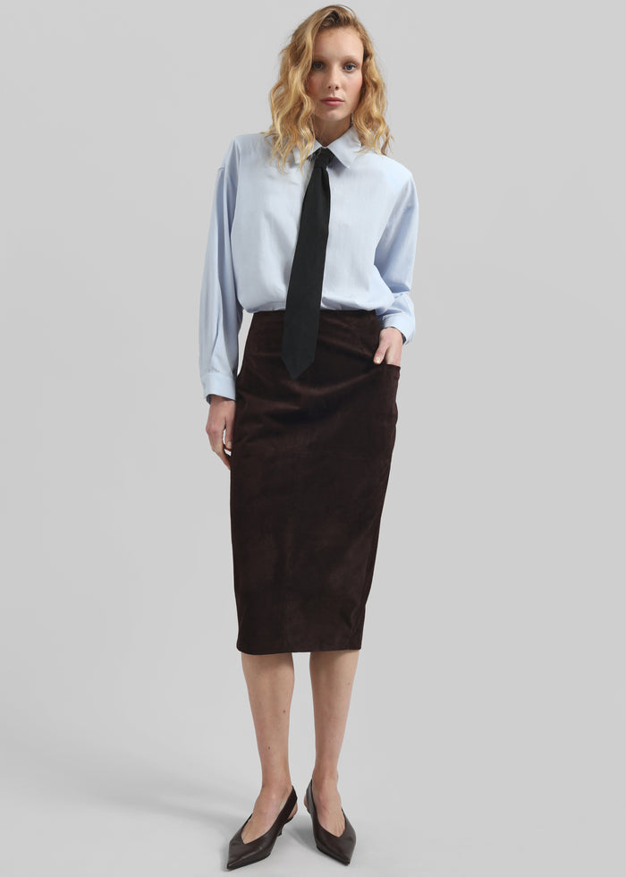 Patti Neck Tie Shirt - Sky Blue