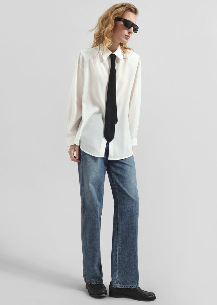 Patti Neck Tie Shirt - White