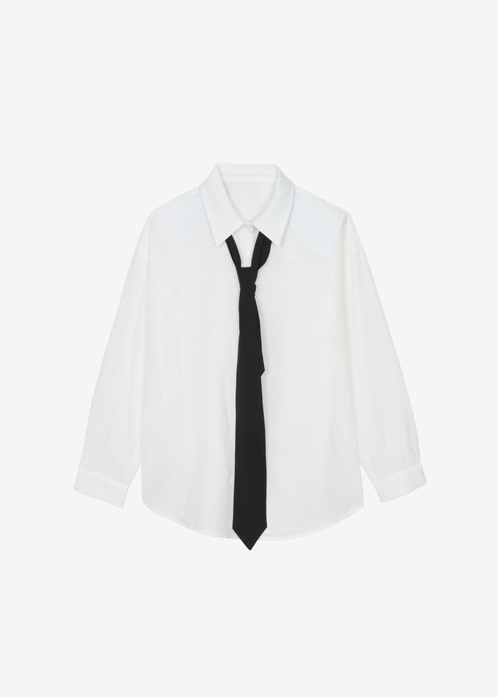 Patti Neck Tie Shirt - White