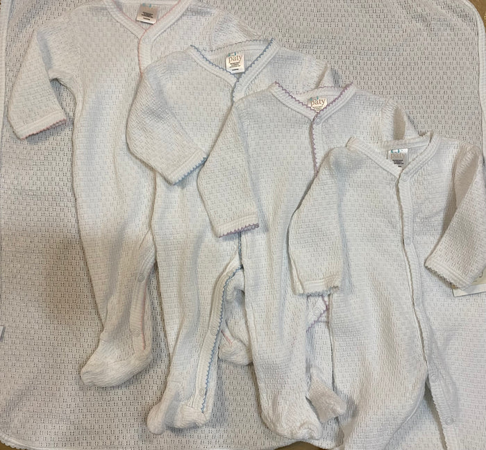 Paty White Knit Footie w/ Trim