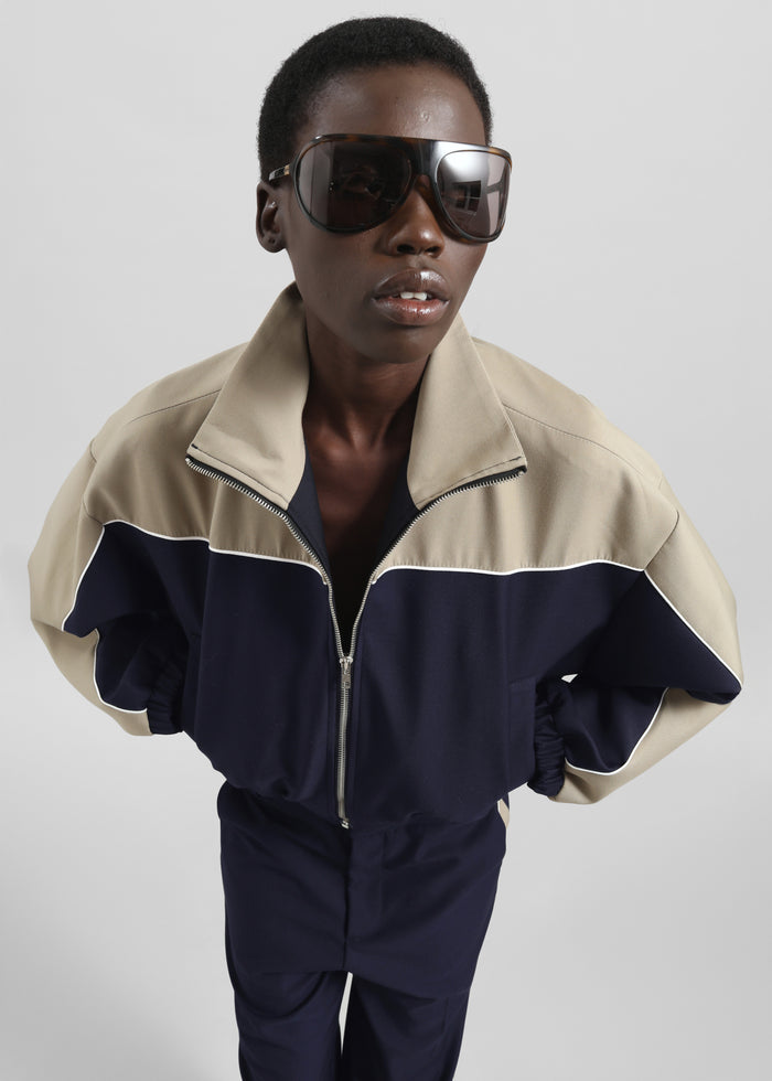 Penally Cropped Jacket - Navy