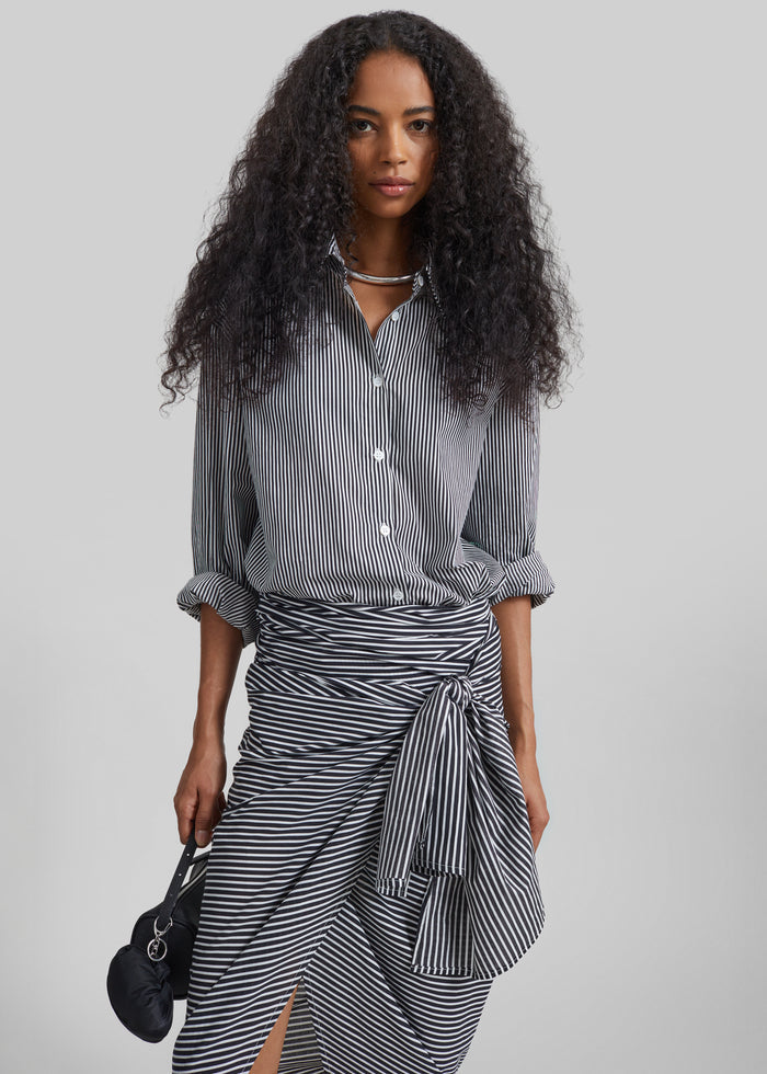 Peri Cotton Shirt - Black/White Stripe