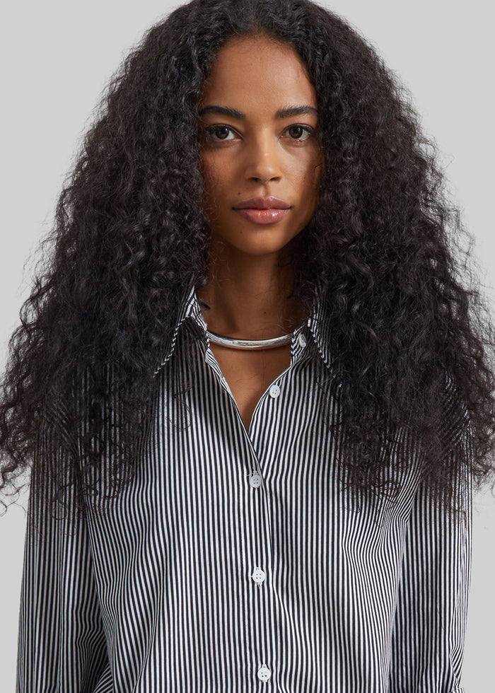 Peri Cotton Shirt - Black/White Stripe