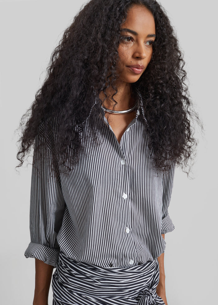 Peri Cotton Shirt - Black/White Stripe