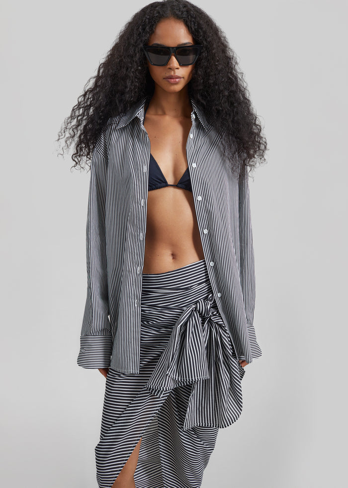 Peri Cotton Shirt - Black/White Stripe
