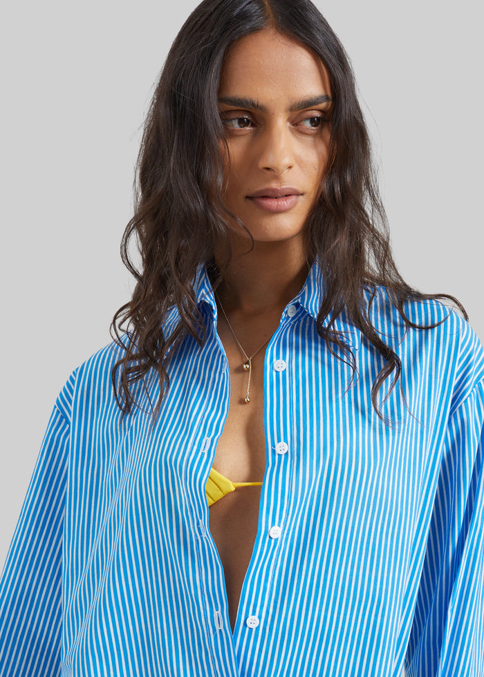 Peri Cotton Shirt - Blue/White Stripe