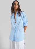 Peri Cotton Shirt - White/Light Blue