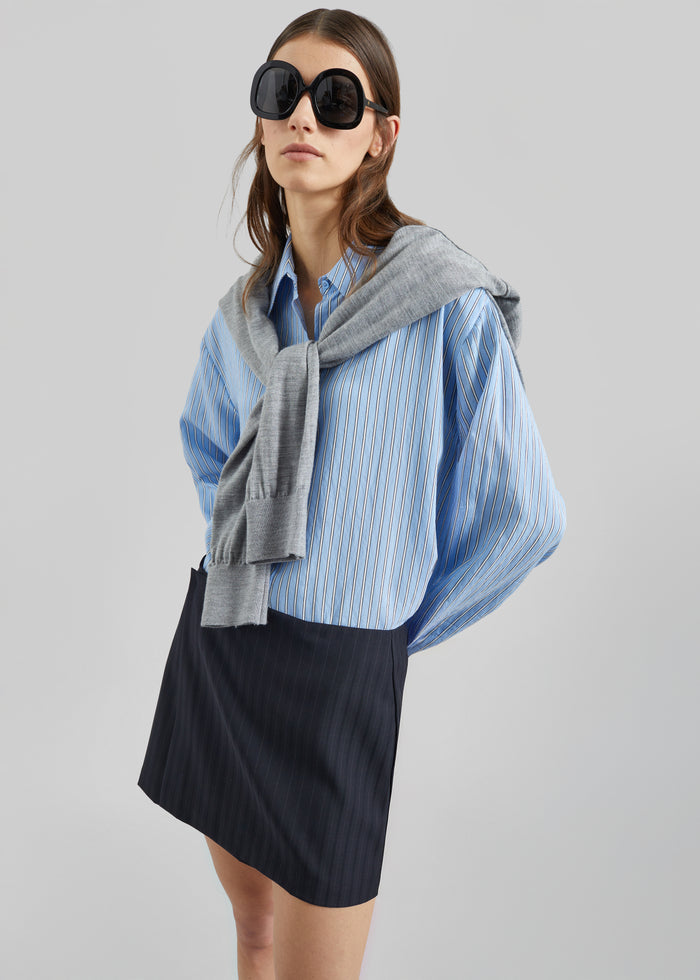 Peri Fluid Shirt - Blue/White Stripe