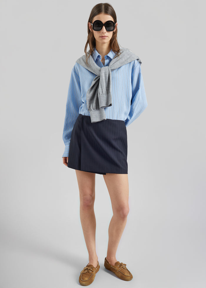 Peri Fluid Shirt - Blue/White Stripe
